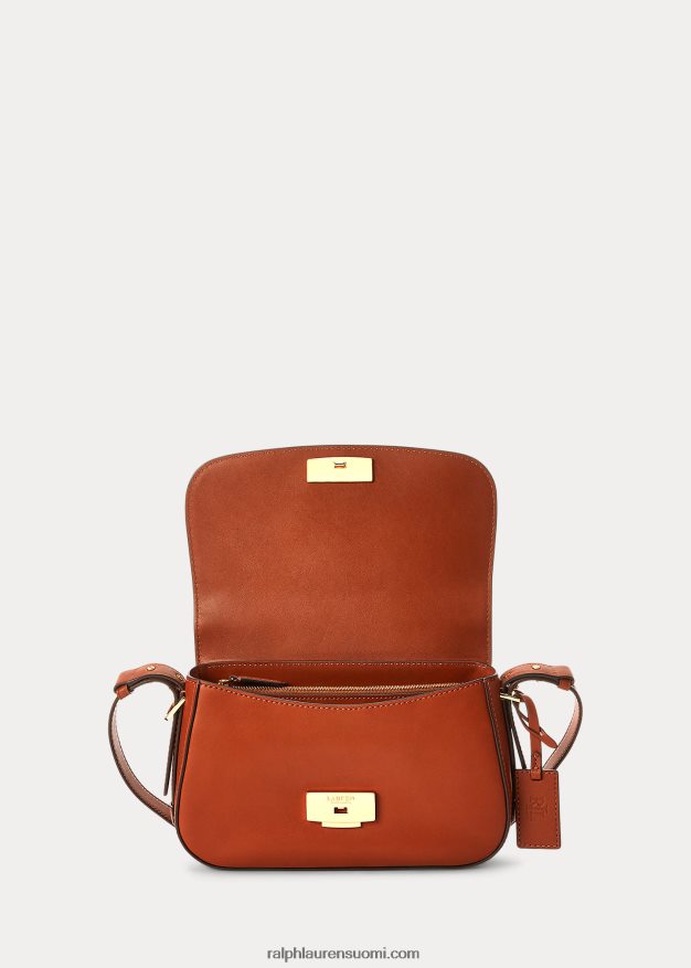 Ralph Lauren naiset nahkainen pieni maddy-olkalaukku 0Z24ZR5156 rusketus
