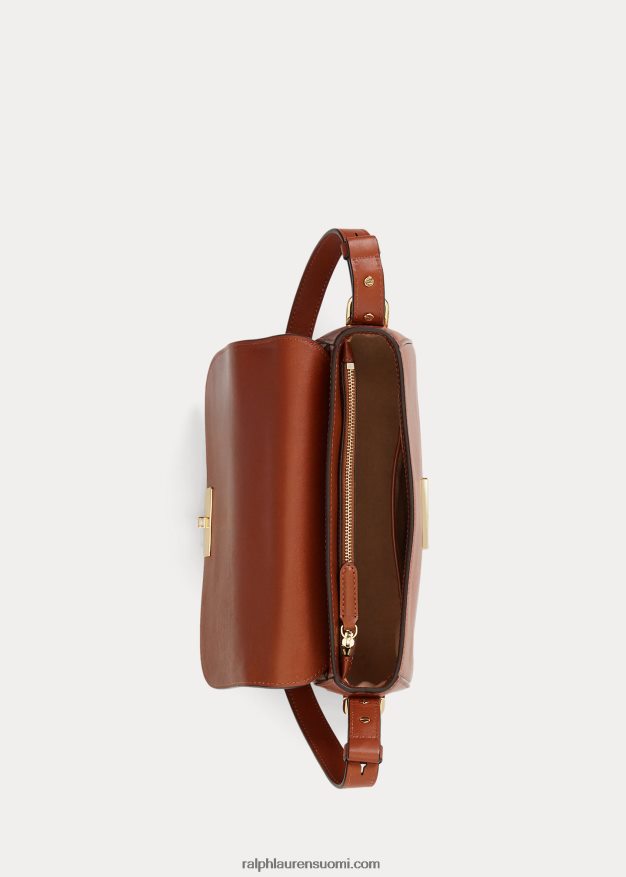 Ralph Lauren naiset nahkainen pieni maddy-olkalaukku 0Z24ZR5156 rusketus