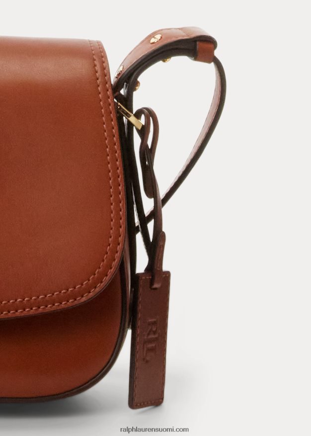 Ralph Lauren naiset nahkainen pieni maddy-olkalaukku 0Z24ZR5156 rusketus