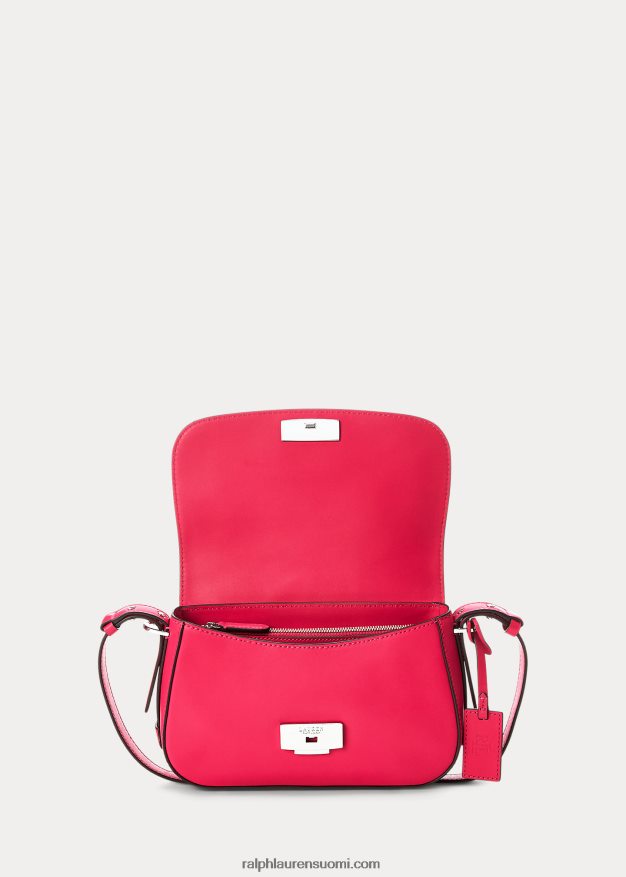 Ralph Lauren naiset nahkainen pieni maddy-olkalaukku 0Z24ZR5158 urheilu pinkki