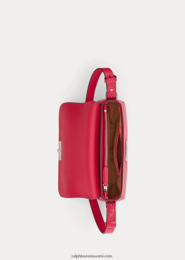 Ralph Lauren naiset nahkainen pieni maddy-olkalaukku 0Z24ZR5158 urheilu pinkki