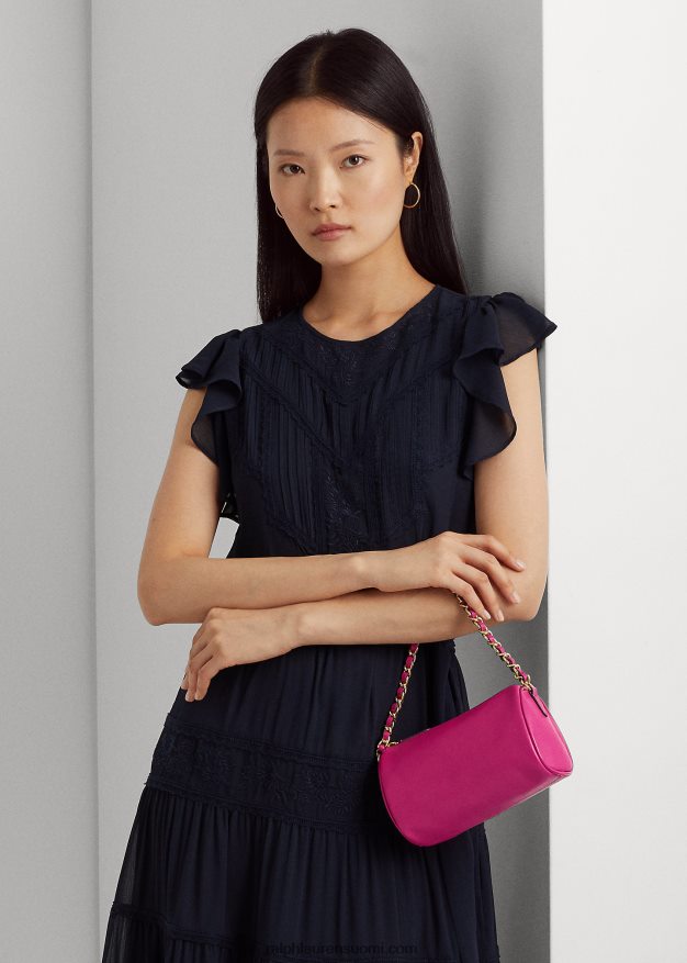Ralph Lauren naiset nappanahkainen pieni emelia olkalaukku 0Z24ZR5434 fuschia marja