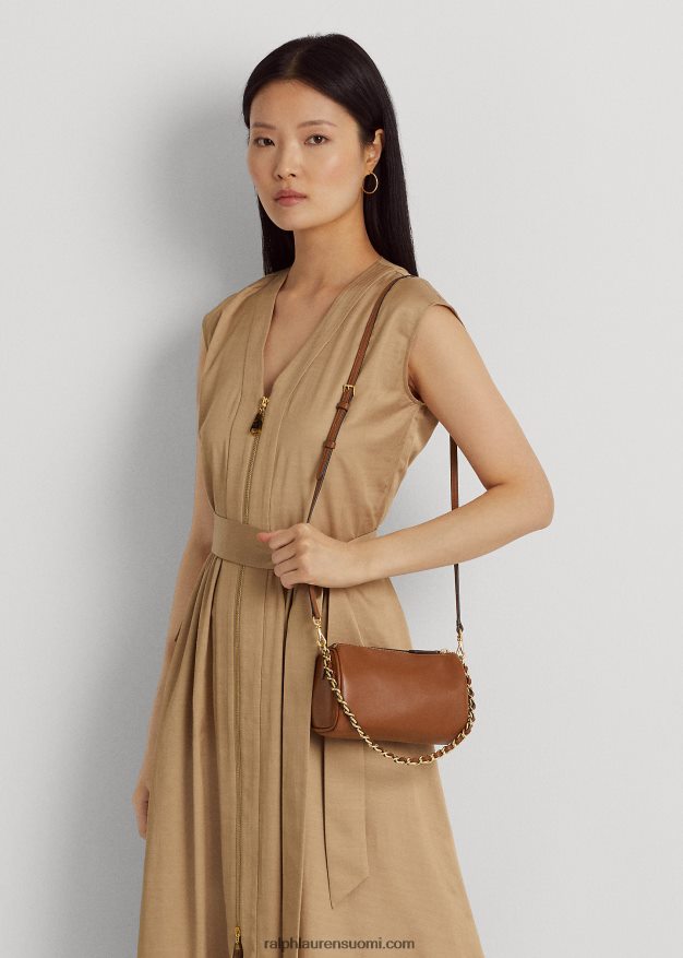 Ralph Lauren naiset nappanahkainen pieni emelia olkalaukku 0Z24ZR5436 rusketus