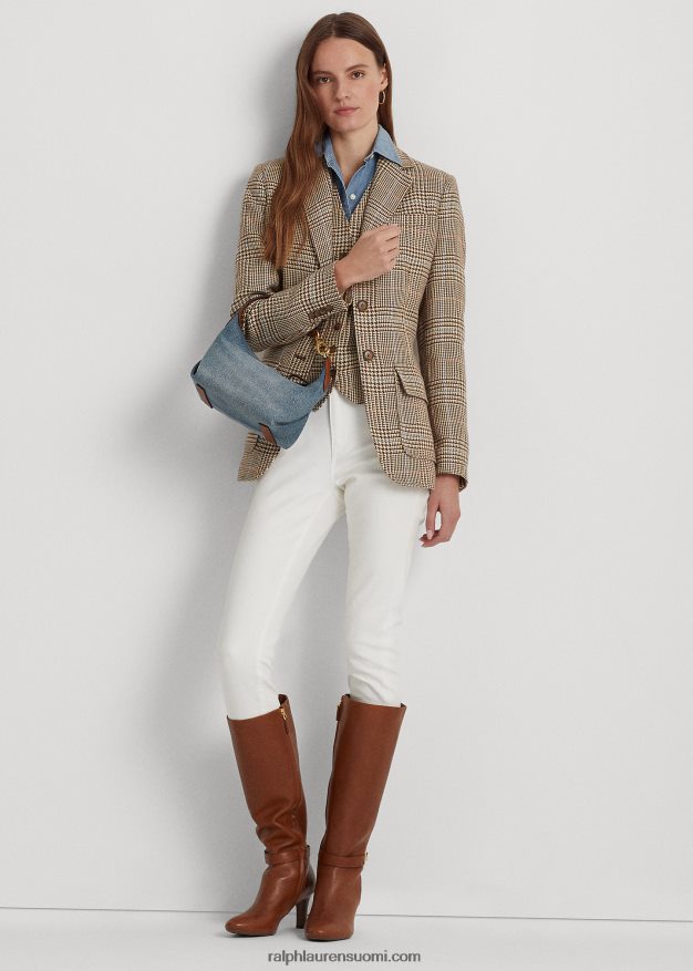 Ralph Lauren naiset pesty denim pieni kassie olkalaukku 0Z24ZR5390 auringonlaskun indigopesu