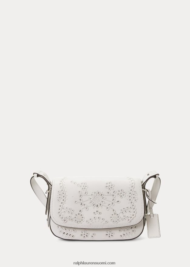 Ralph Lauren naiset silmukkanahkainen pieni maddy-olkalaukku 0Z24ZR5159 valkoinen
