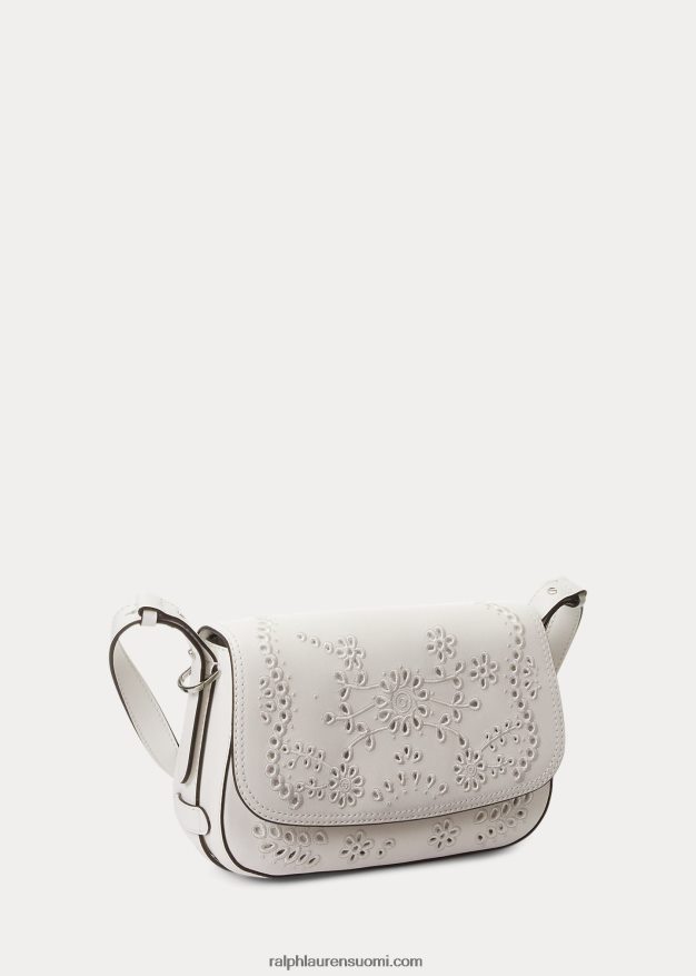 Ralph Lauren naiset silmukkanahkainen pieni maddy-olkalaukku 0Z24ZR5159 valkoinen