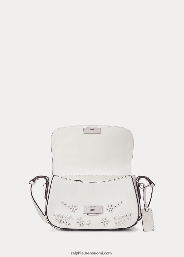 Ralph Lauren naiset silmukkanahkainen pieni maddy-olkalaukku 0Z24ZR5159 valkoinen
