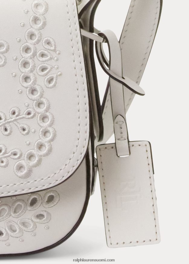 Ralph Lauren naiset silmukkanahkainen pieni maddy-olkalaukku 0Z24ZR5159 valkoinen