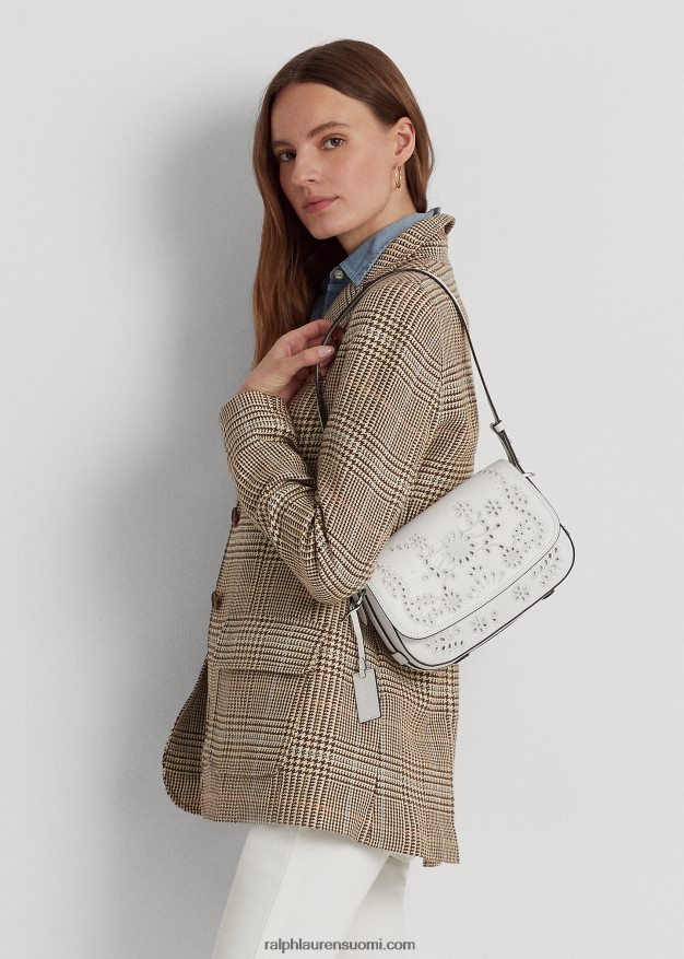 Ralph Lauren naiset silmukkanahkainen pieni maddy-olkalaukku 0Z24ZR5159 valkoinen