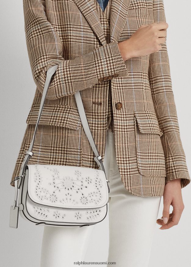 Ralph Lauren naiset silmukkanahkainen pieni maddy-olkalaukku 0Z24ZR5159 valkoinen