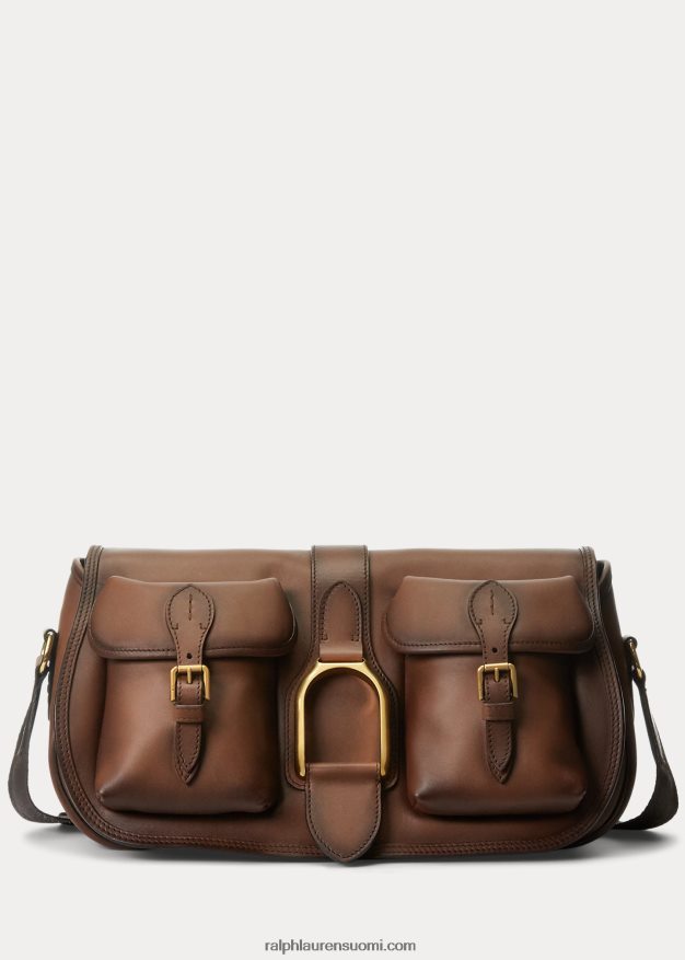 Ralph Lauren naiset vasikanahkainen oversize welington-olkalaukku 0Z24ZR5144 kastanja