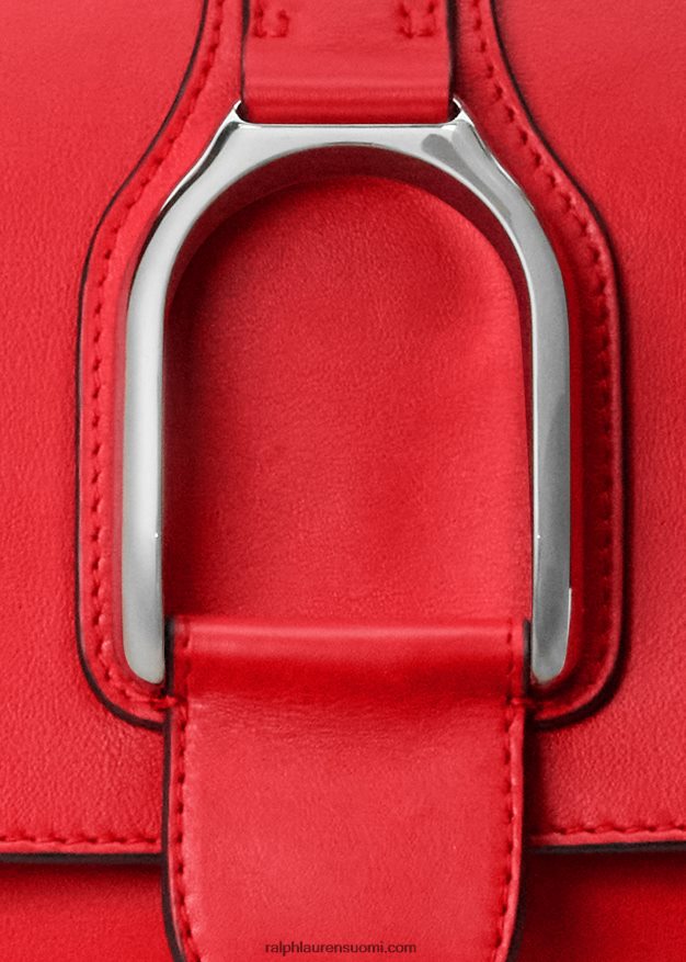 Ralph Lauren naiset vasikanahkainen welington-olkalaukku 0Z24ZR5275 unikon punainen
