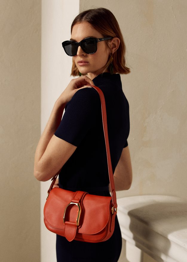 Ralph Lauren naiset vasikanahkainen welington-olkalaukku 0Z24ZR5276 klementiini