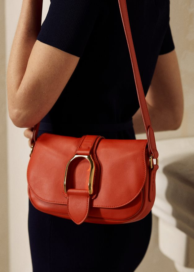 Ralph Lauren naiset vasikanahkainen welington-olkalaukku 0Z24ZR5276 klementiini