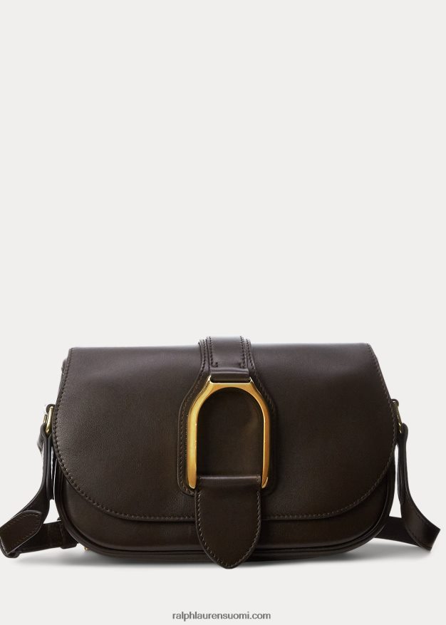 Ralph Lauren naiset vasikanahkainen welington-olkalaukku 0Z24ZR5279 tumman ruskea