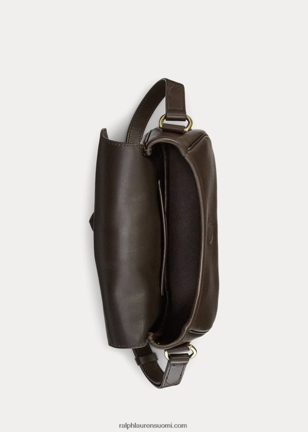 Ralph Lauren naiset vasikanahkainen welington-olkalaukku 0Z24ZR5279 tumman ruskea