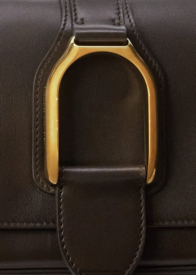 Ralph Lauren naiset vasikanahkainen welington-olkalaukku 0Z24ZR5279 tumman ruskea