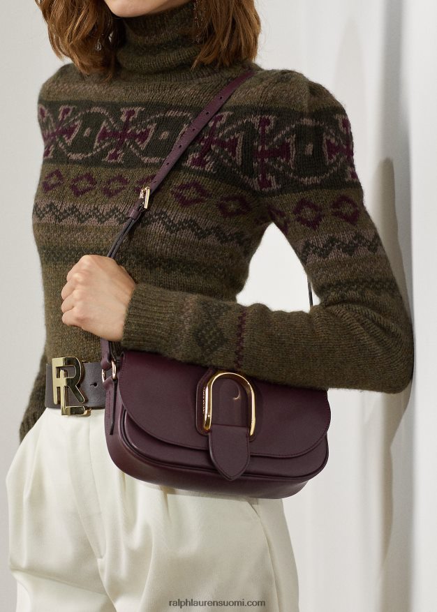 Ralph Lauren naiset vasikanahkainen welington-olkalaukku 0Z24ZR5280 bordeaux