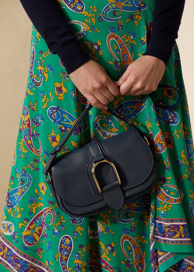 Ralph Lauren naiset vasikanahkainen welington-olkalaukku 0Z24ZR5285 meren laivasto