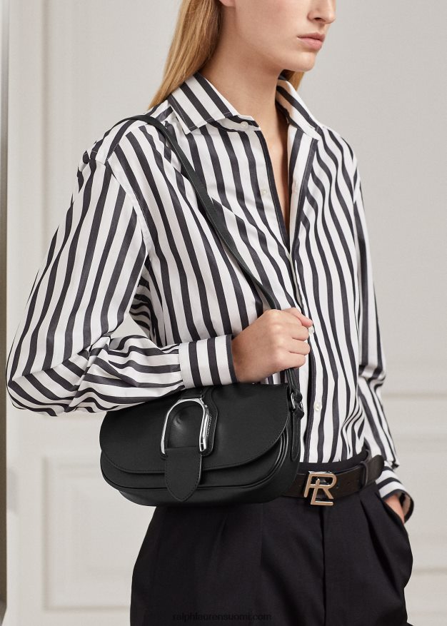 Ralph Lauren naiset vasikanahkainen welington-olkalaukku 0Z24ZR5286 musta