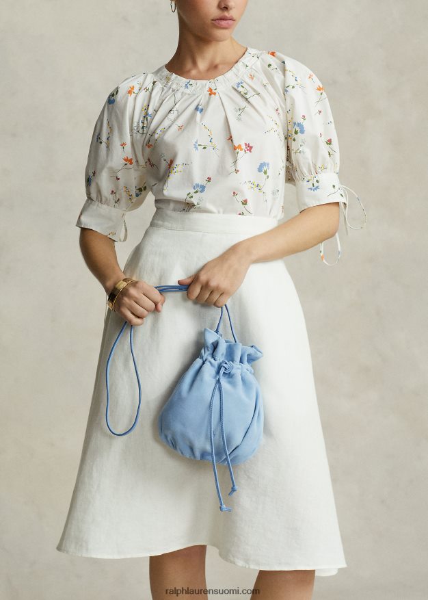 Ralph Lauren naiset mokkanahkainen ponipussi 0Z24ZR5233 puuterinsininen