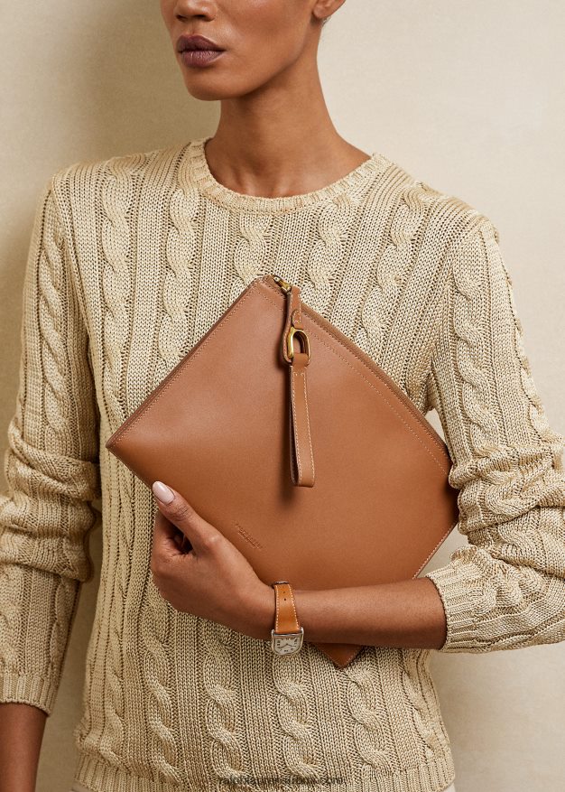 Ralph Lauren naiset vasikanahkainen welington-vetoketjullinen pussi 0Z24ZR5255 rl kultaa