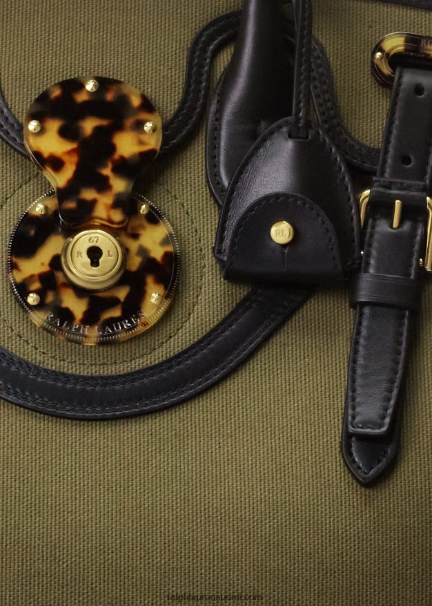 Ralph Lauren naiset kangas & nahka pehmeä ricky 33 0Z24ZR5145 oliivi