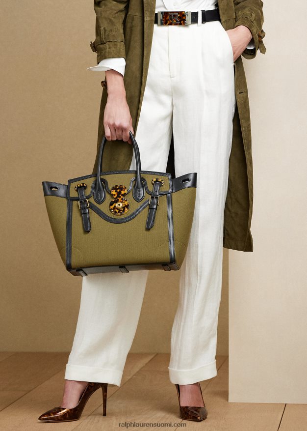 Ralph Lauren naiset kangas & nahka pehmeä ricky 33 0Z24ZR5145 oliivi