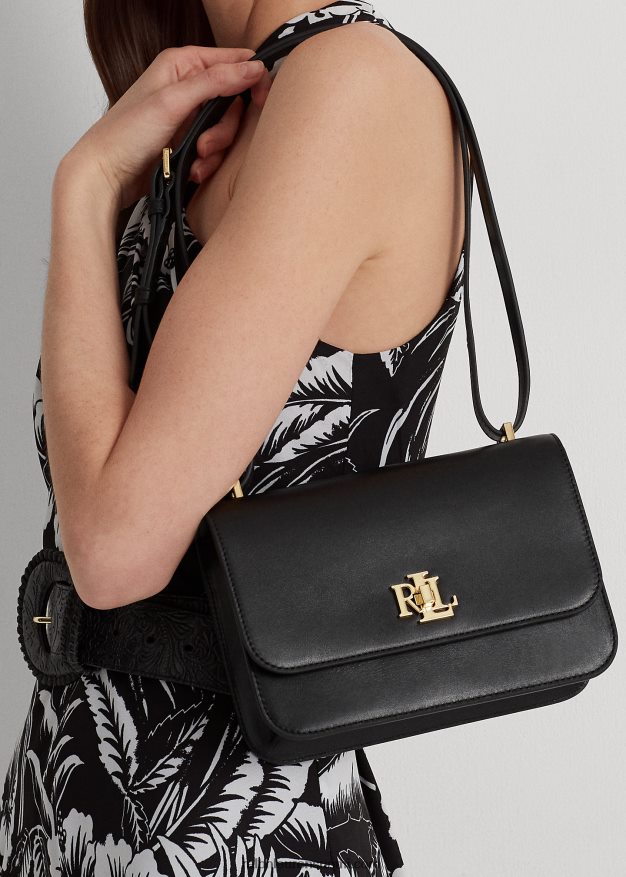 Ralph Lauren naiset nahkainen keskikokoinen sophee laukku 0Z24ZR5377 musta