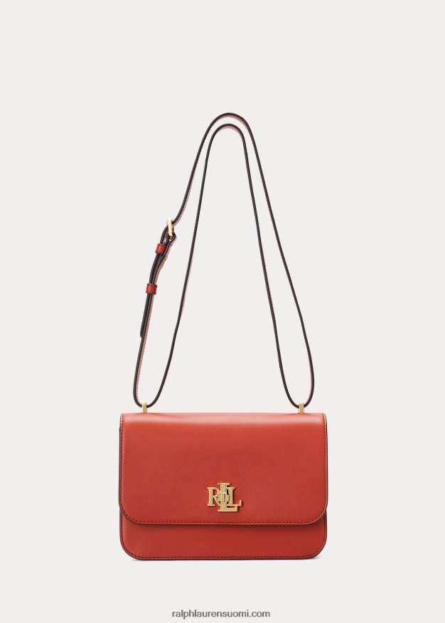 Ralph Lauren naiset nahkainen keskikokoinen sophee laukku 0Z24ZR5379 punainen aurinkokivi