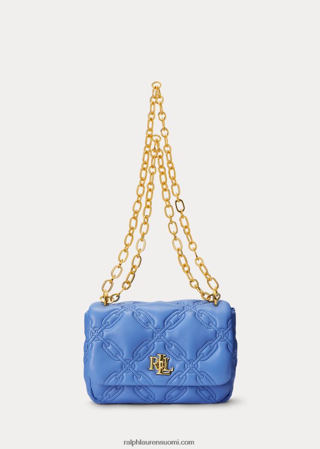 Ralph Lauren naiset tikattu nappanahkainen keskikokoinen sophee laukku 0Z24ZR5448 uuden englannin sininen