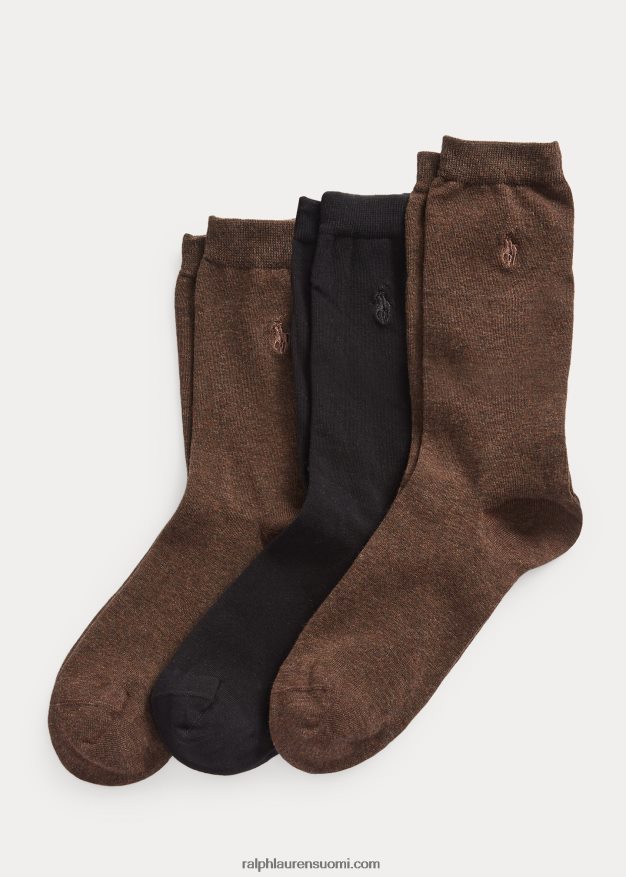 Ralph Lauren naiset crew sukka 3 kpl 0Z24ZR5518 ruskea