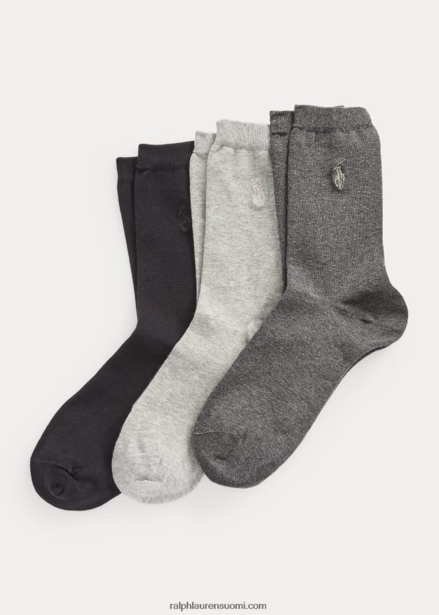 Ralph Lauren naiset crew sukka 3 kpl 0Z24ZR5520 puuhiili