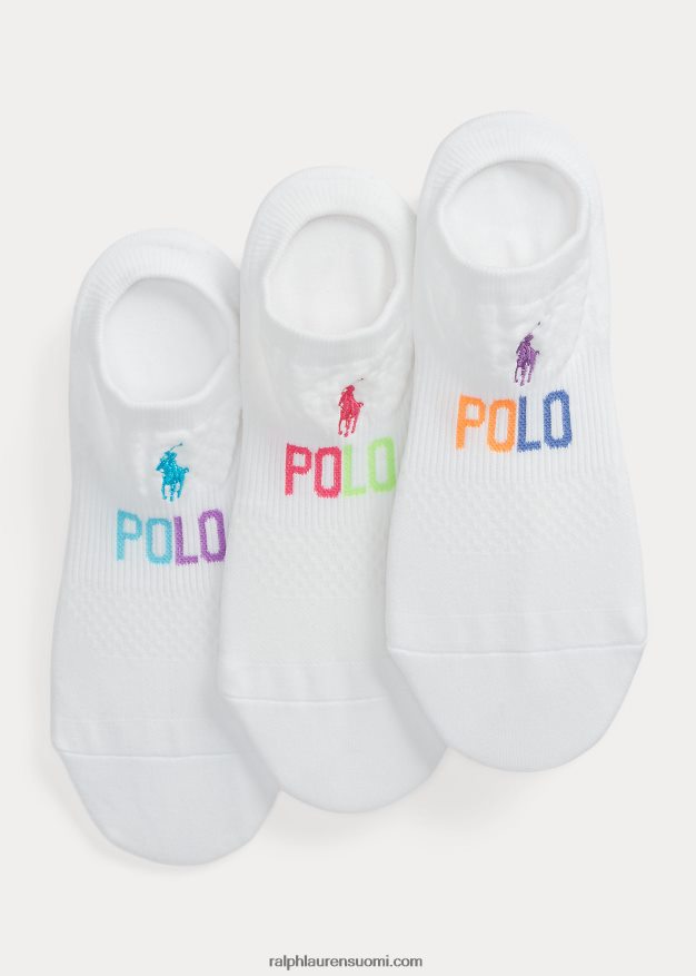 Ralph Lauren naiset logoverkkomainen nilkkasukka 3 kpl 0Z24ZR5493 erivärinen pakkaus