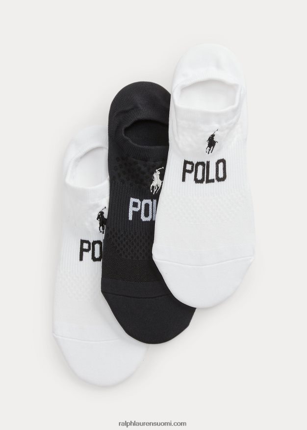 Ralph Lauren naiset logoverkkomainen nilkkasukka 3 kpl 0Z24ZR5510 valkoinen musta