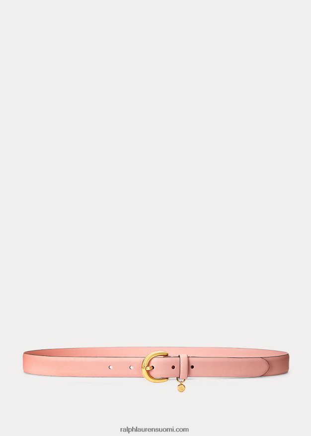 Ralph Lauren naiset hurmaava crosshatch nahkavyö 0Z24ZR4934 ruusunrusketus