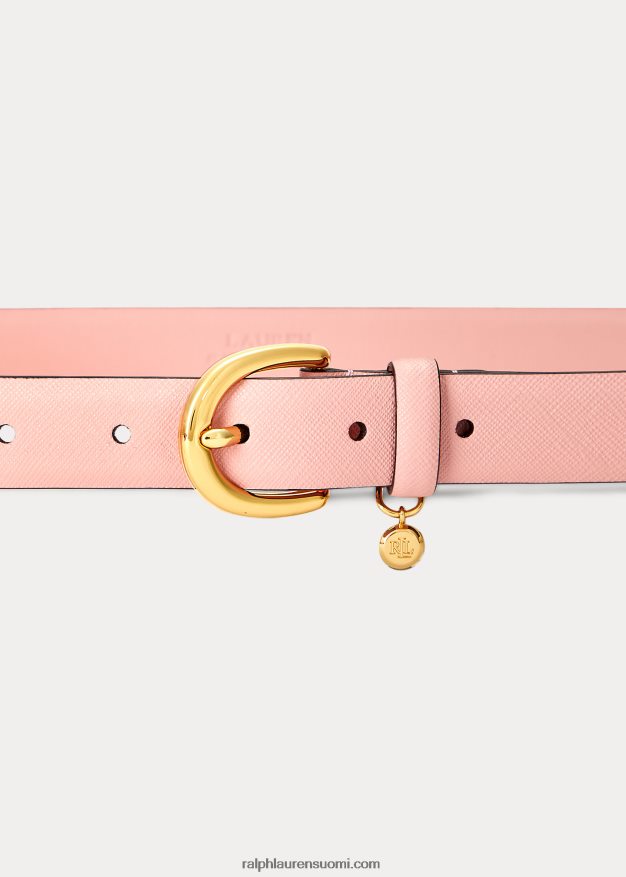 Ralph Lauren naiset hurmaava crosshatch nahkavyö 0Z24ZR4934 ruusunrusketus