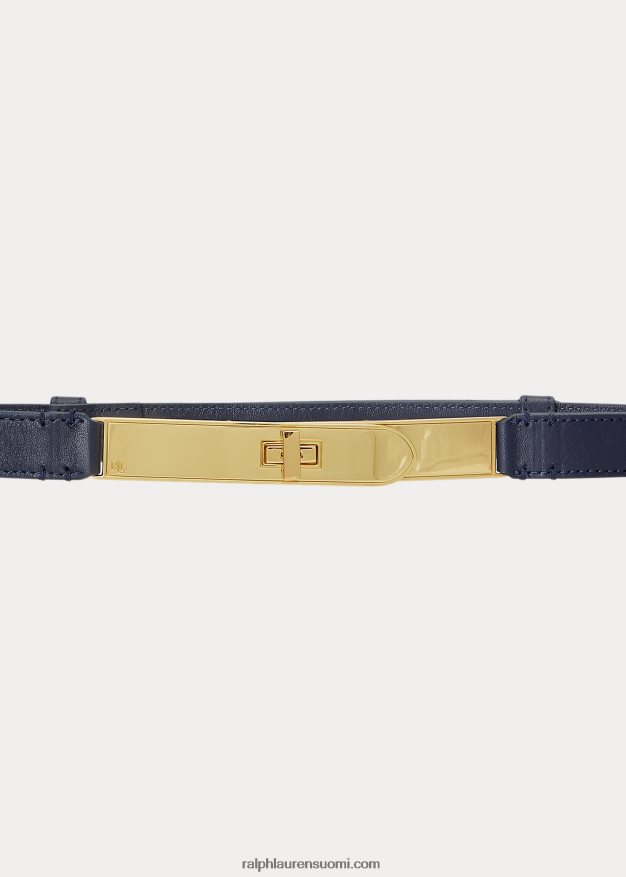 Ralph Lauren naiset käännettävä ohut nahkavyö 0Z24ZR4926 hienostunut laivasto