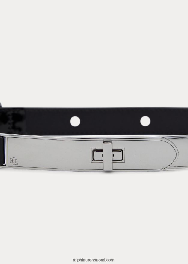 Ralph Lauren naiset käännettävä ohut nahkavyö 0Z24ZR4940 musta