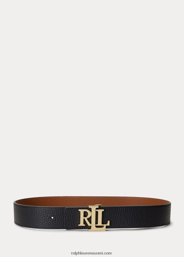 Ralph Lauren naiset käännettävä pikkukivinahkainen leveä vyö 0Z24ZR4921 musta/ruskea