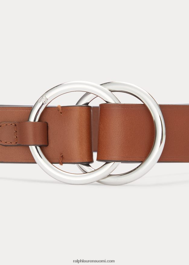Ralph Lauren naiset kaksinkertainen O-rengas nahkavyö 0Z24ZR4908 Cuoio