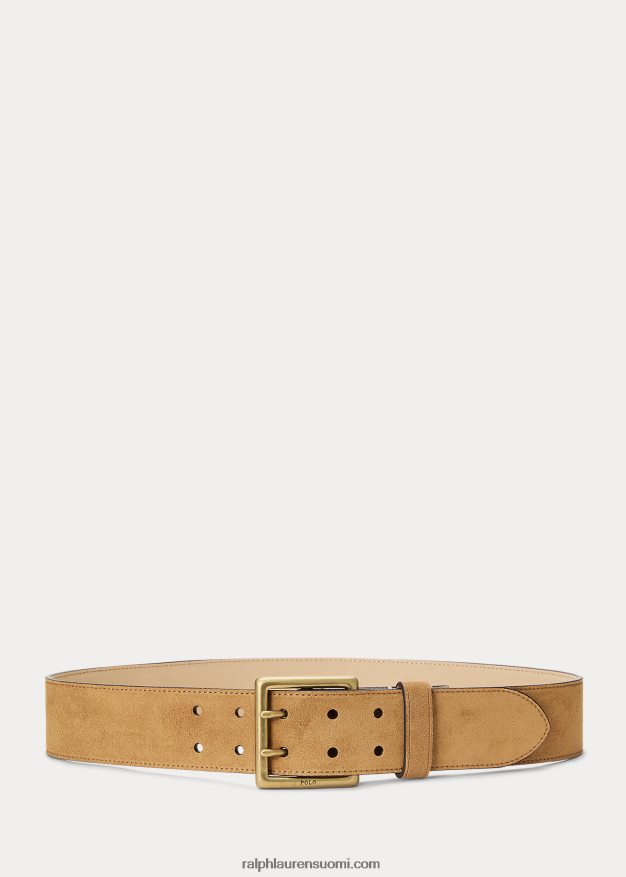 Ralph Lauren naiset kaksipiikkinen mokkanahkavyö 0Z24ZR5465 karamelli