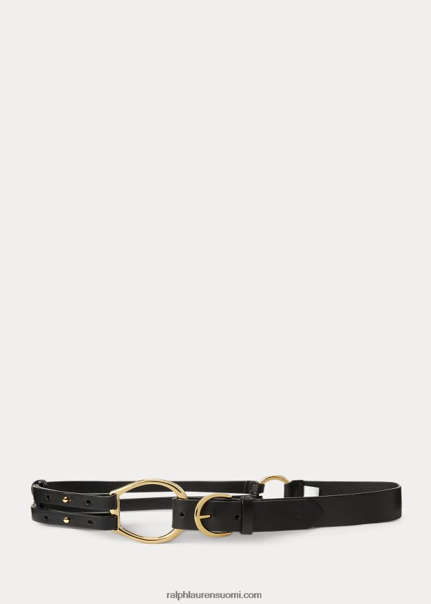 Ralph Lauren naiset kolmihihnainen nahkavyö 0Z24ZR4932 musta