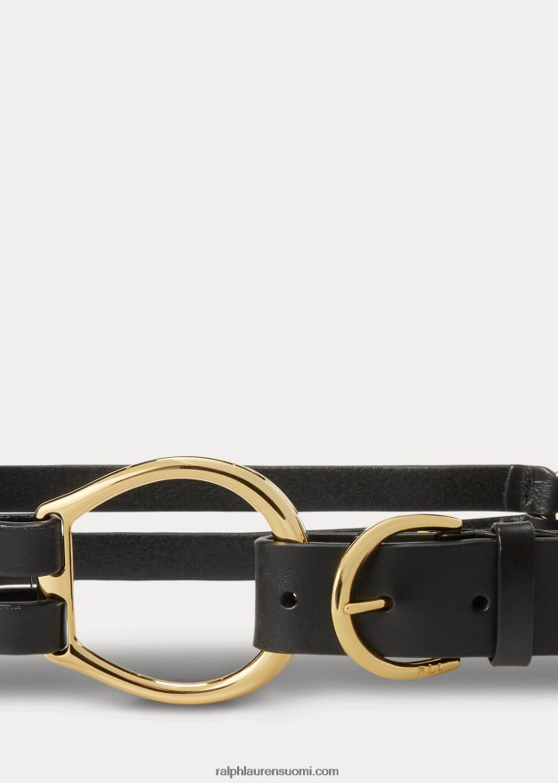 Ralph Lauren naiset kolmihihnainen nahkavyö 0Z24ZR4932 musta