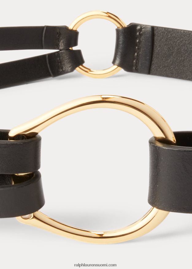 Ralph Lauren naiset kolmihihnainen nahkavyö 0Z24ZR4932 musta