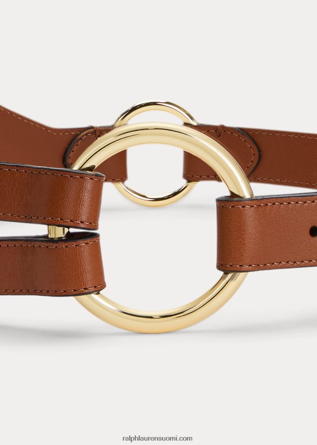 Ralph Lauren naiset kolmihihnainen o-rengas nahkavyö 0Z24ZR4936 rusketus