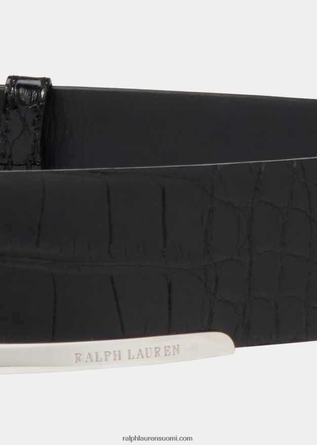 Ralph Lauren naiset koriste-solki alligaattorivyö 0Z24ZR5620 musta