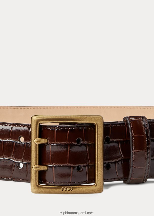 Ralph Lauren naiset krokotiilileimattu nahkavyö 0Z24ZR5547 suklaa