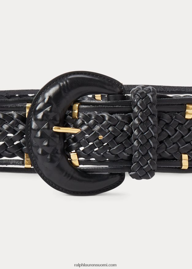 Ralph Lauren naiset kudottu vachetta-nahkainen vyö 0Z24ZR5607 musta