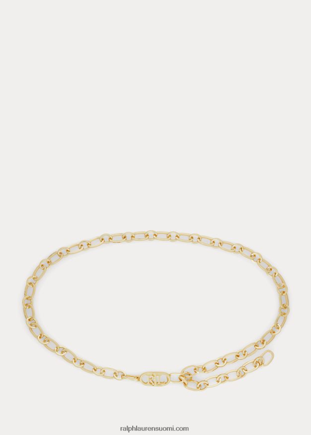 Ralph Lauren naiset kullanvärinen logoketjuvyö 0Z24ZR4933 kiillotettu messinki